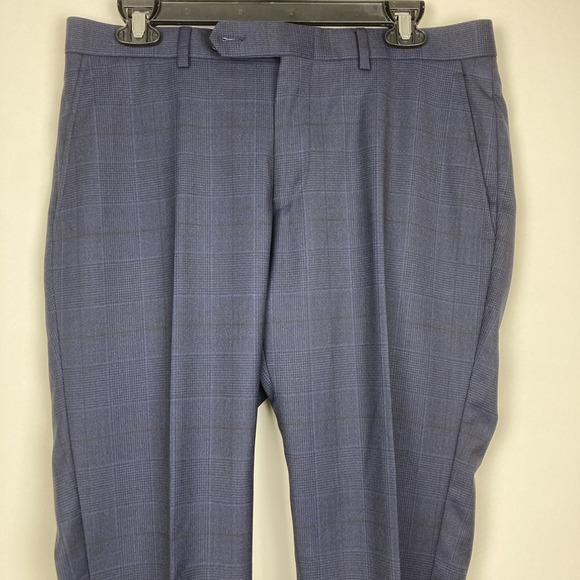 Bar III Mens Slim fit Dress Pants 34W 30L Navy Blue Plaid Stretch F03408 - Picture 5 of 6